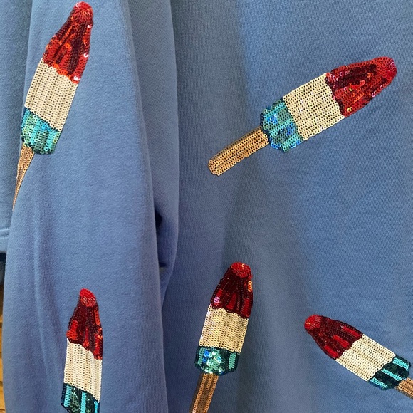 Queen of Sparkles Blue Bomb Pop Collared Sweatshirt and Shorts Outfit - Picture 6 of 9